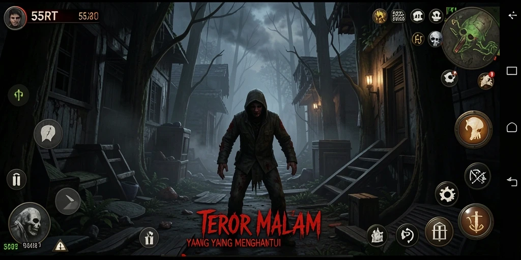 Tangkapan layar menunjukkan pemain menjelajahi lorong gelap dengan suasana Horror yang mendebarkan.