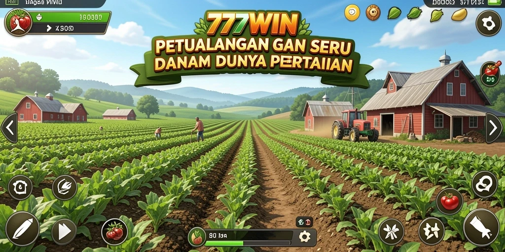 Screenshot gameplay <strong>777WIN</strong> menunjukkan aktivitas bertani yang seru.