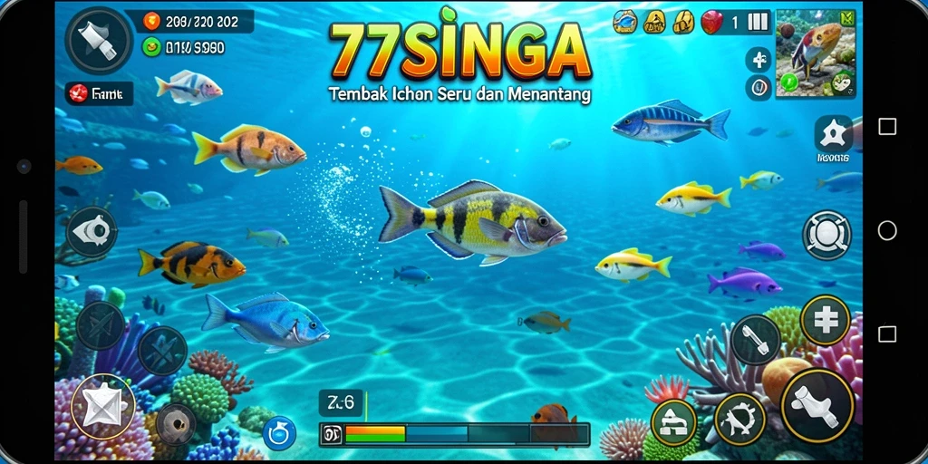Gameplay seru Tembak Ikan di 77SINGA dengan grafis menarik.