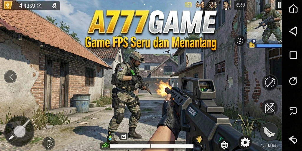 Tampilan aksi intens dalam gameplay A777GAME FPS.