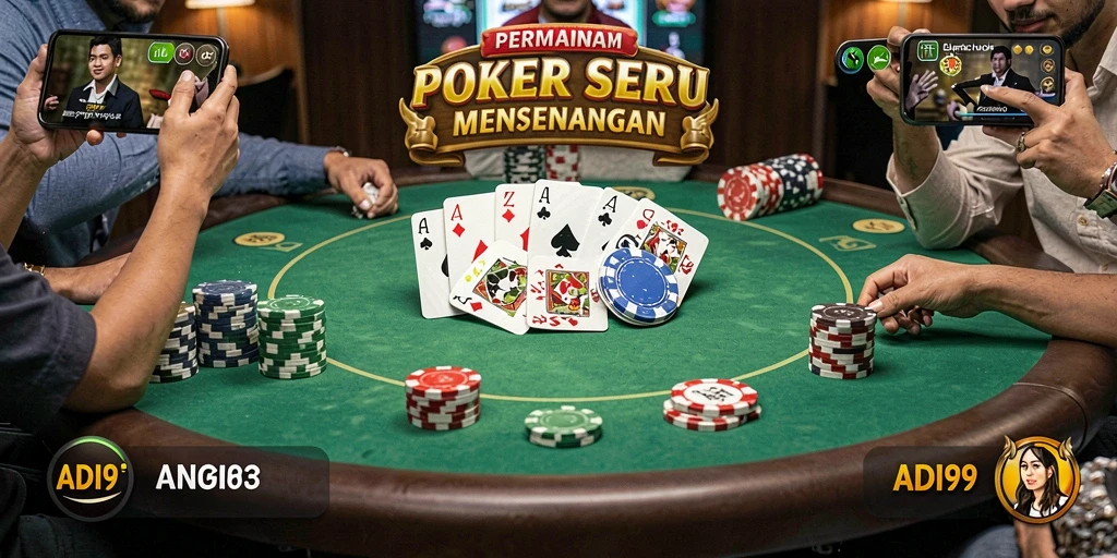 Tampilan gameplay seru game Poker ADI99.