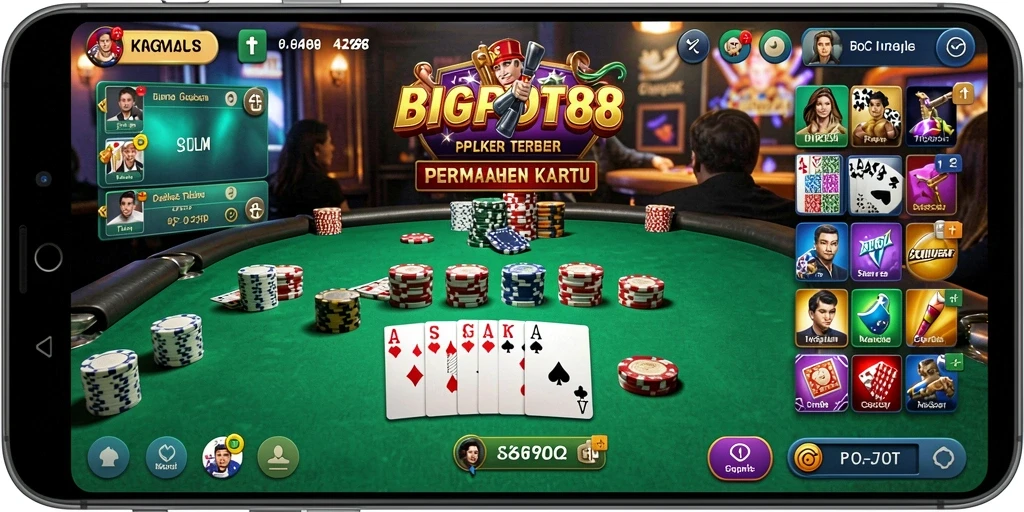 Screenshot menunjukkan pemain sedang bersaing dalam permainan poker yang seru.