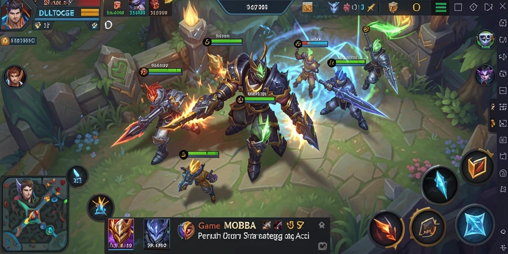 Screenshot DULTOGEL menampilkan aksi pertempuran seru dalam gameplay MOBA.