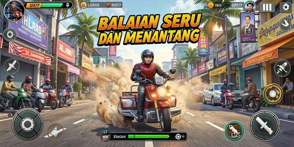 Screenshot menunjukkan mobil balap melaju kencang di lintasan menantang.