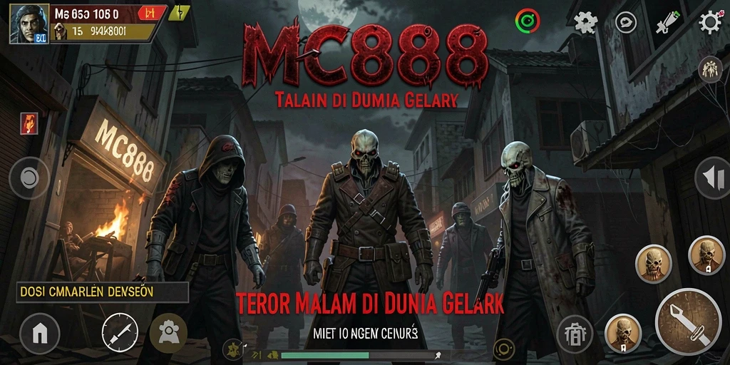Screenshot gameplay <strong>MC888</strong> yang menegangkan di kegelapan malam.