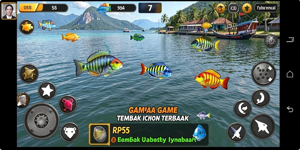 Tampilan gameplay seru dalam RP55 Tembak Ikan.
