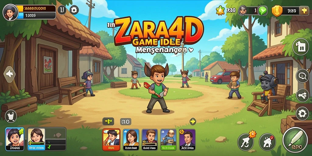 Gameplay ZARA4D menampilkan karakter mengumpulkan sumber daya dengan otomatis.